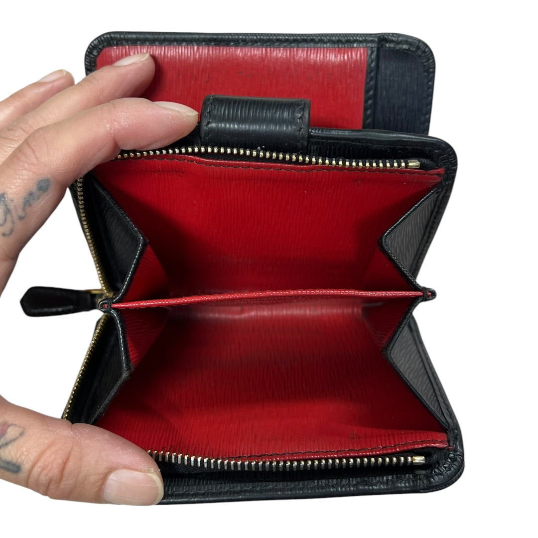 PRADA Vitello Move 1ML018 Bifold Wallet Black Gold Hardware PR215