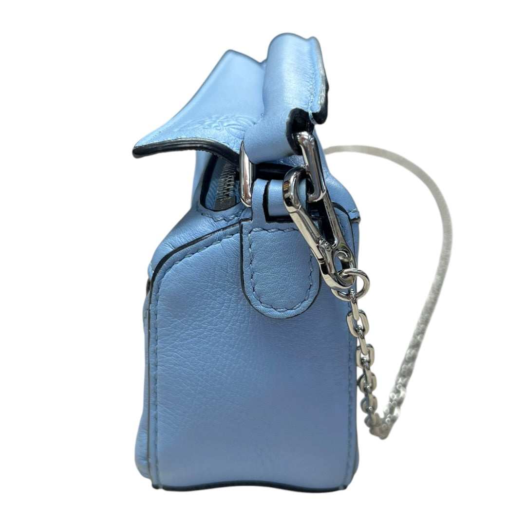 LOEWE Calfskin Puzzle Nano 2WAY Shoulder Bag Handbag Light Blue Silver Hardware LO2378
