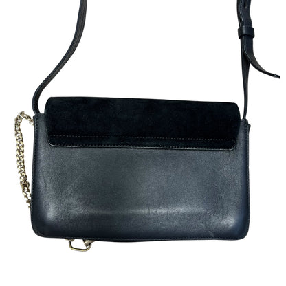 CHLOE Suede Calfskin Faye Shoulder Bag Black Gold Hardware CH2222