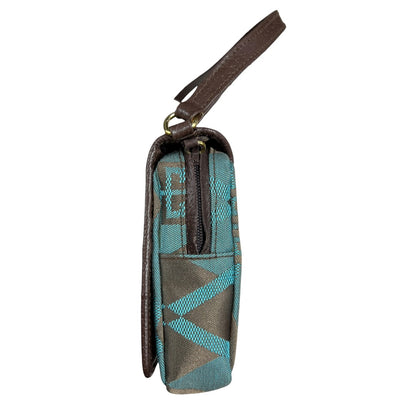 GIVENCHY Argyle Check Jacquard One Shoulder Bag Brown Blue Gold Hardware GI42