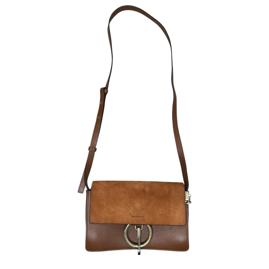CHLOE Suede Calfskin Faye Shoulder Bag Brown Gold Hardware CH2221