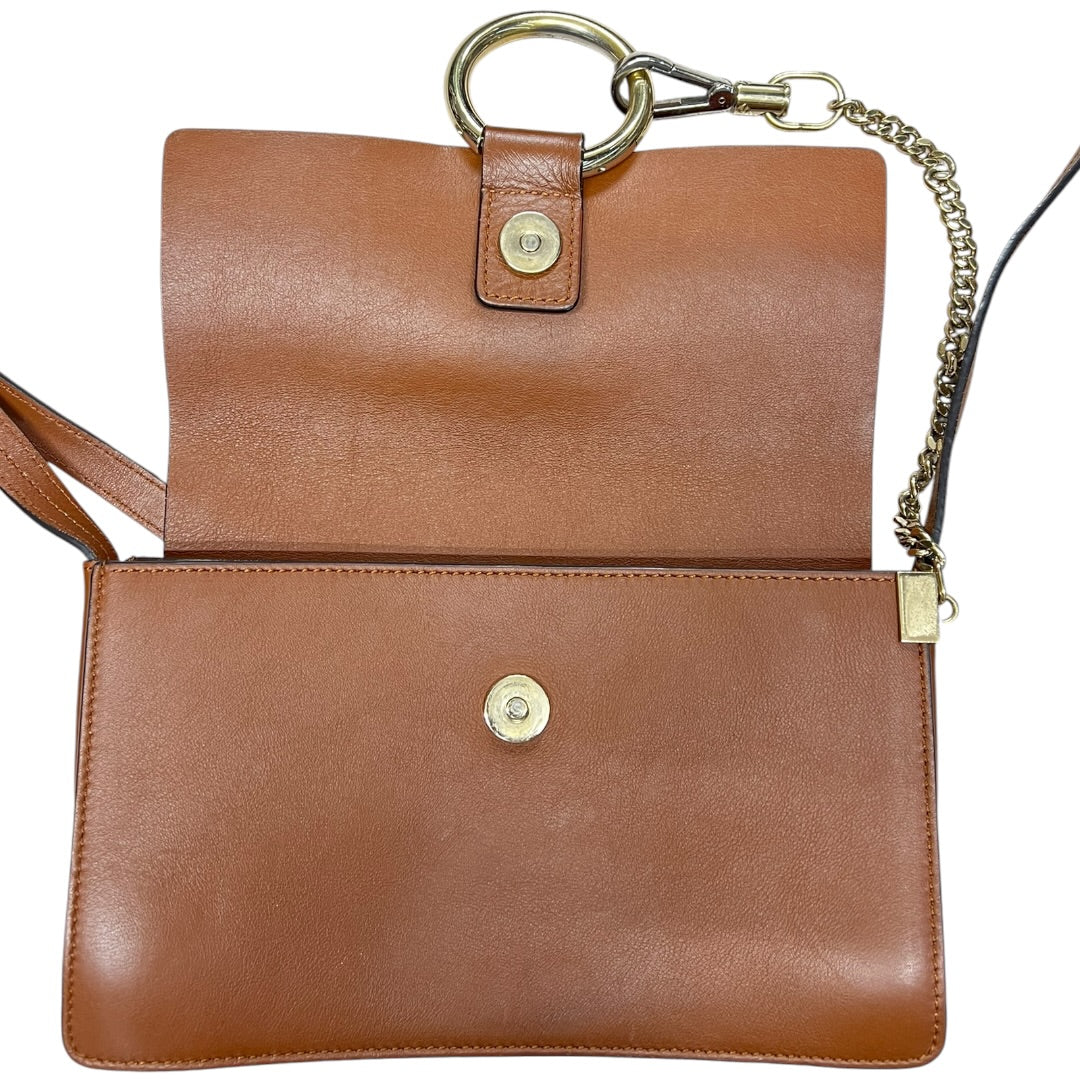 CHLOE Suede Calfskin Faye Shoulder Bag Brown Gold Hardware CH2221