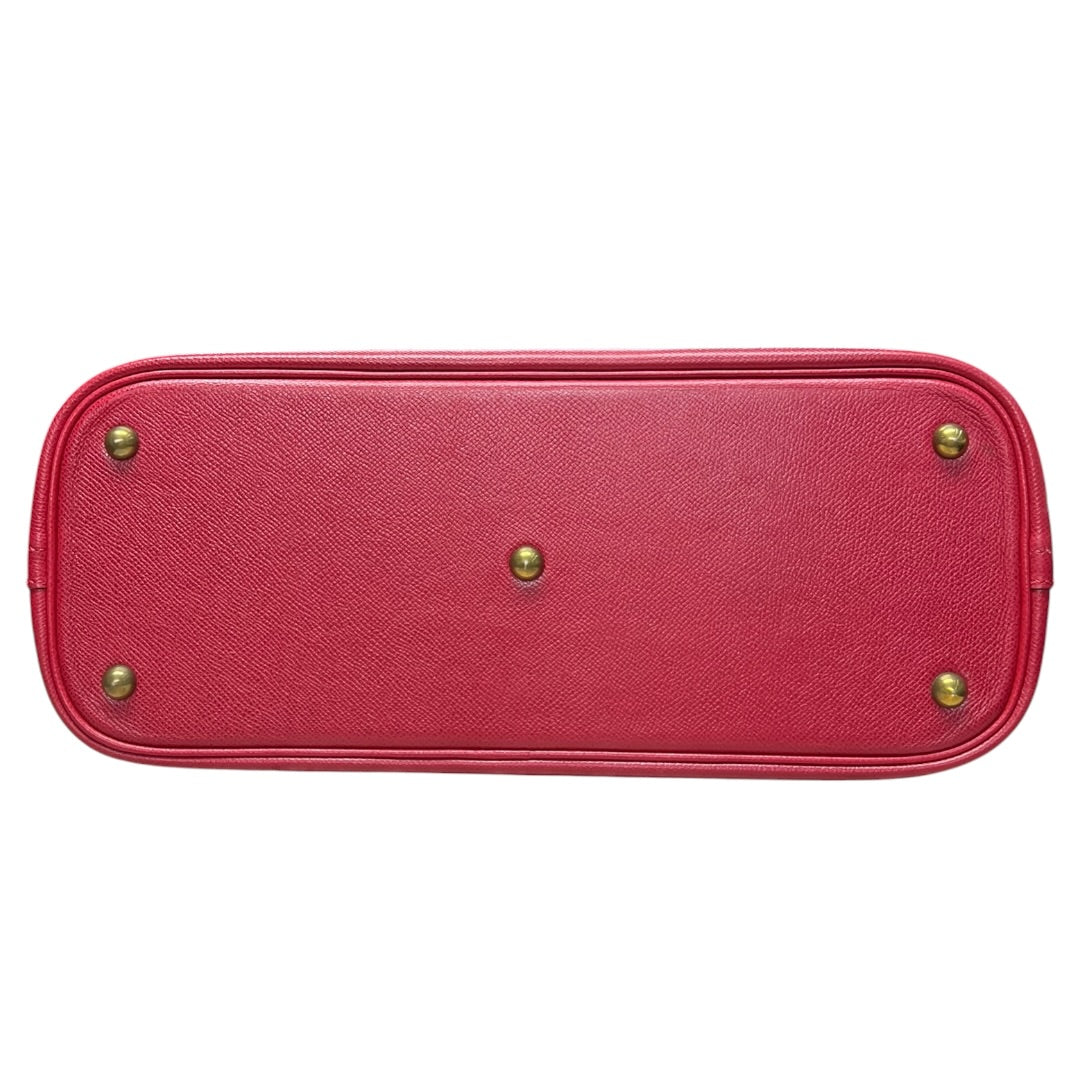 HERMES Courchevel Bolide Handbag Red Gold Hardware HE481