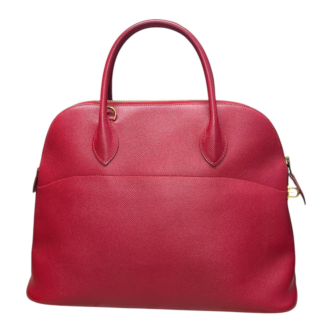 HERMES Courchevel Bolide Handbag Red Gold Hardware HE481