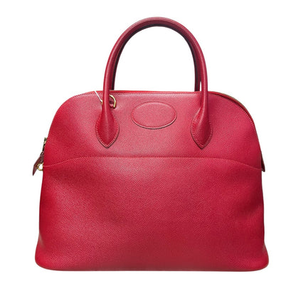 HERMES Courchevel Bolide Handbag Red Gold Hardware HE481