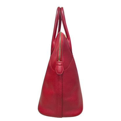HERMES Courchevel Bolide Handbag Red Gold Hardware HE481