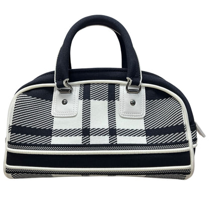 CHRISTIAN DIOR Check Jacquard Vibe Bowling Bag Black White Silver Hardware Ch2224
