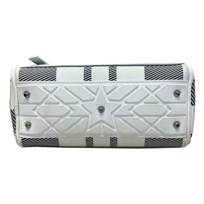 CHRISTIAN DIOR Check Jacquard Vibe Bowling Bag Black White Silver Hardware Ch2224