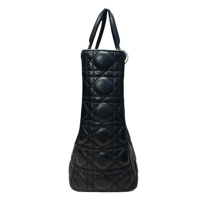 CHRISTIAN DIOR Cannage Lady Dior Handbag Black Silver Hardware Ch2220