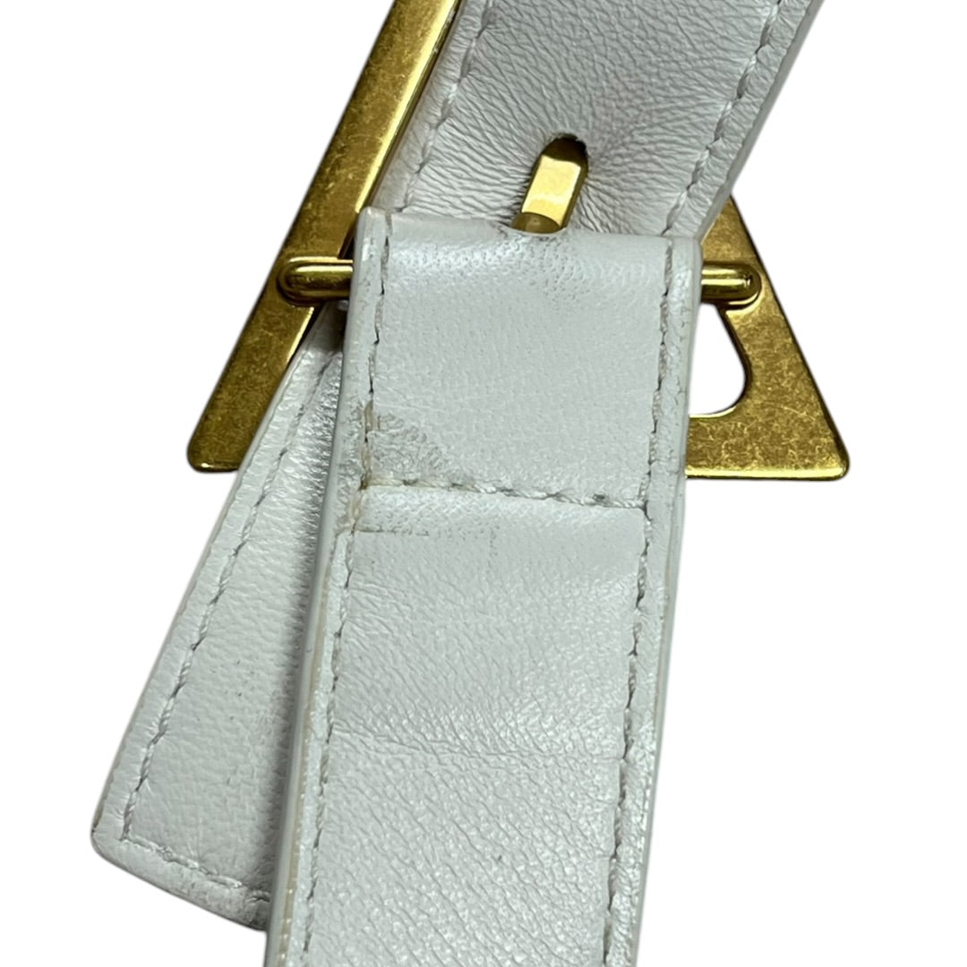BOTTEGA VENETA Maxi Intrecciato Padded Cassette Shoulder Bag White Gold Hardware BO33