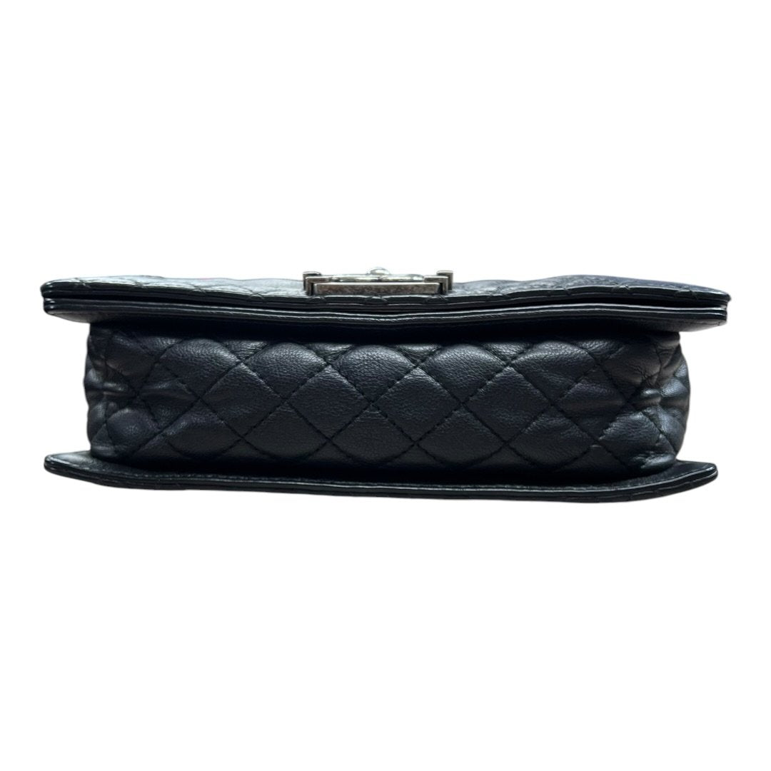 CHANEL Aged Calfskin Boy Bag Shoulder Bag Black Aged Silver Hardware CH2238