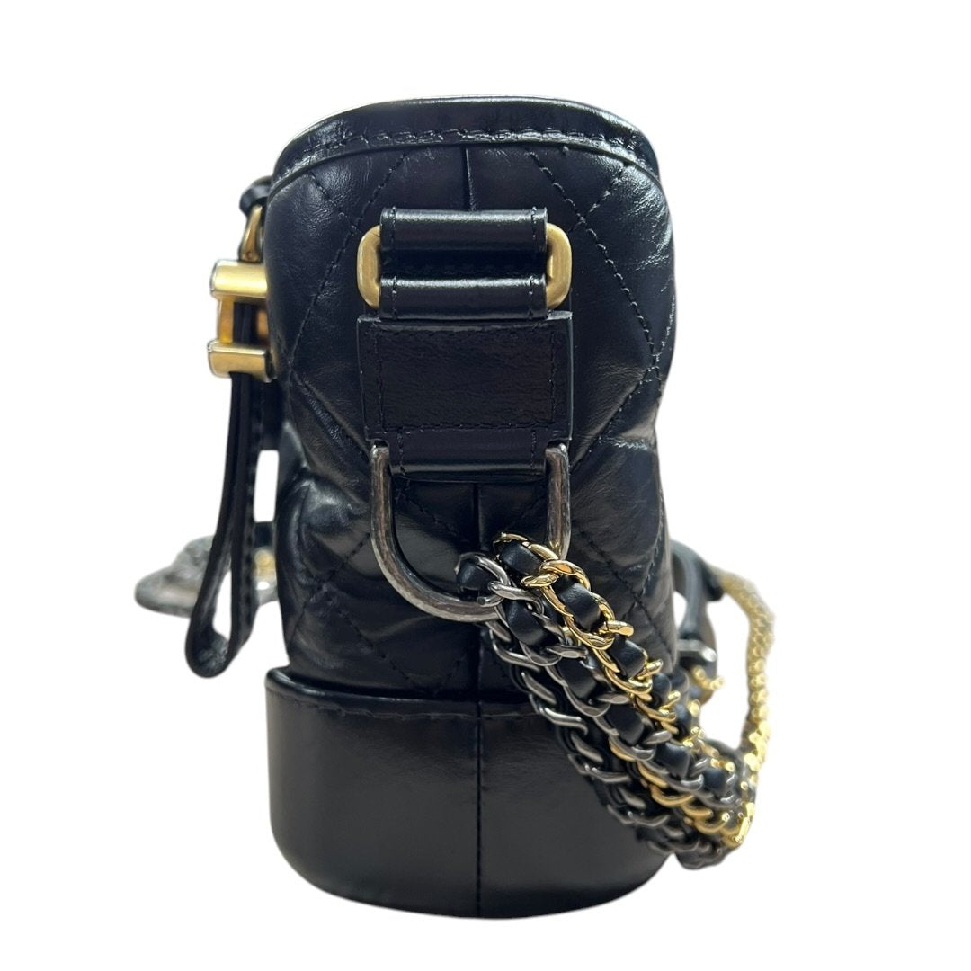 CHANEL Aged Calfskin Gabrielle Hobo Bag Shoulder Bag Black Mixed-tone Metal Hardware CH2239