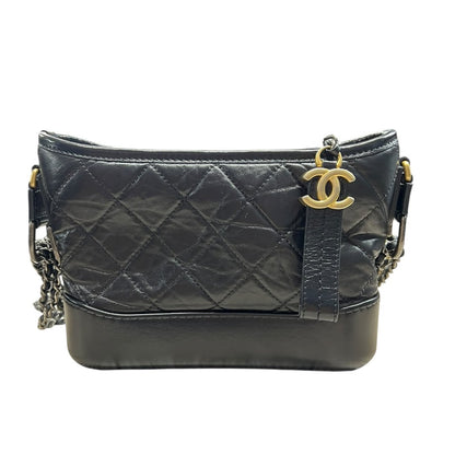 CHANEL Aged Calfskin Gabrielle Hobo Bag Shoulder Bag Black Mixed-tone Metal Hardware CH2239
