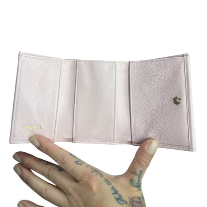 CHANEL Caviar Classic Small Trifold Wallet Wallet Pink Gold Hardware CH2233