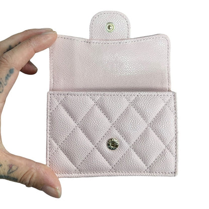 CHANEL Caviar Classic Small Trifold Wallet Wallet Pink Gold Hardware CH2233
