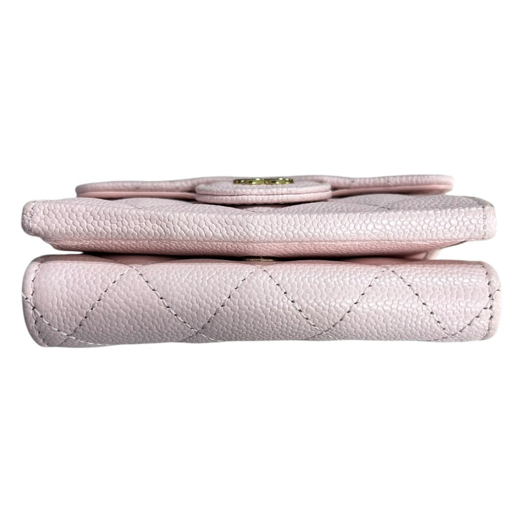 CHANEL Caviar Classic Small Trifold Wallet Wallet Pink Gold Hardware CH2233