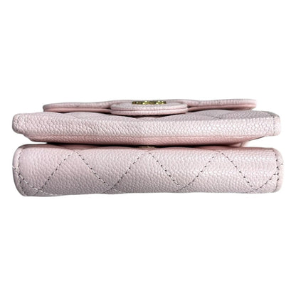 CHANEL Caviar Classic Small Trifold Wallet Wallet Pink Gold Hardware CH2233