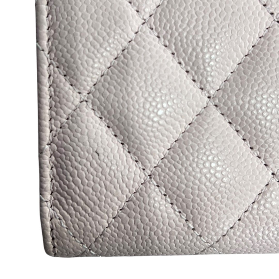 CHANEL Caviar Classic Small Trifold Wallet Wallet Pink Gold Hardware CH2233