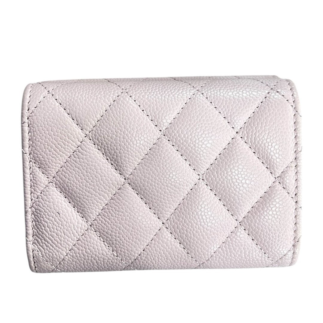 CHANEL Caviar Classic Small Trifold Wallet Wallet Pink Gold Hardware CH2233