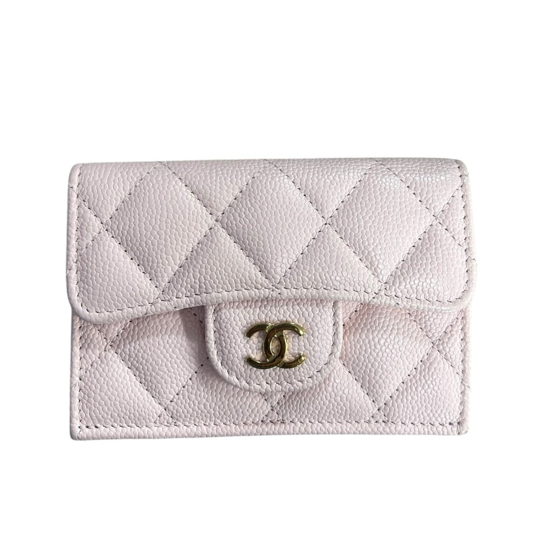 CHANEL Caviar Classic Small Trifold Wallet Wallet Pink Gold Hardware CH2233
