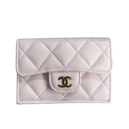 CHANEL Caviar Classic Small Trifold Wallet Wallet Pink Gold Hardware CH2233