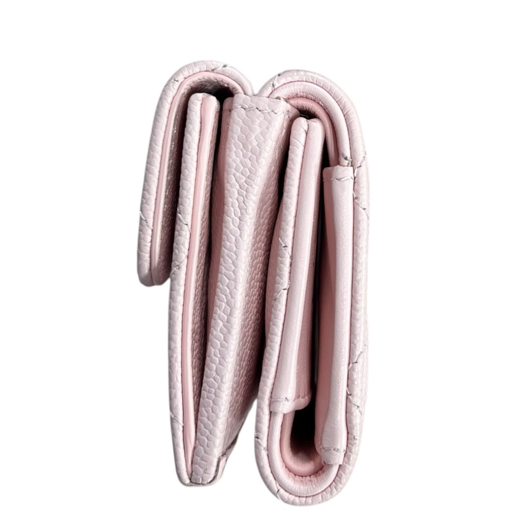 CHANEL Caviar Classic Small Trifold Wallet Wallet Pink Gold Hardware CH2233