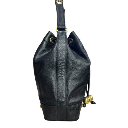 CHANEL Caviar Triple CC Drawstring Bucket Bag Shoulder Bag, Bucket Bag Black Gold Hardware CH2232