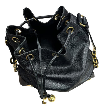 CHANEL Caviar Triple CC Drawstring Bucket Bag Shoulder Bag, Bucket Bag Black Gold Hardware CH2232