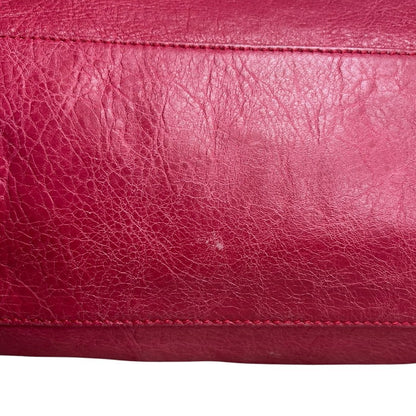 BALENCIAGA Lambskin City Handbag Fuchsia Black Hardware BA45