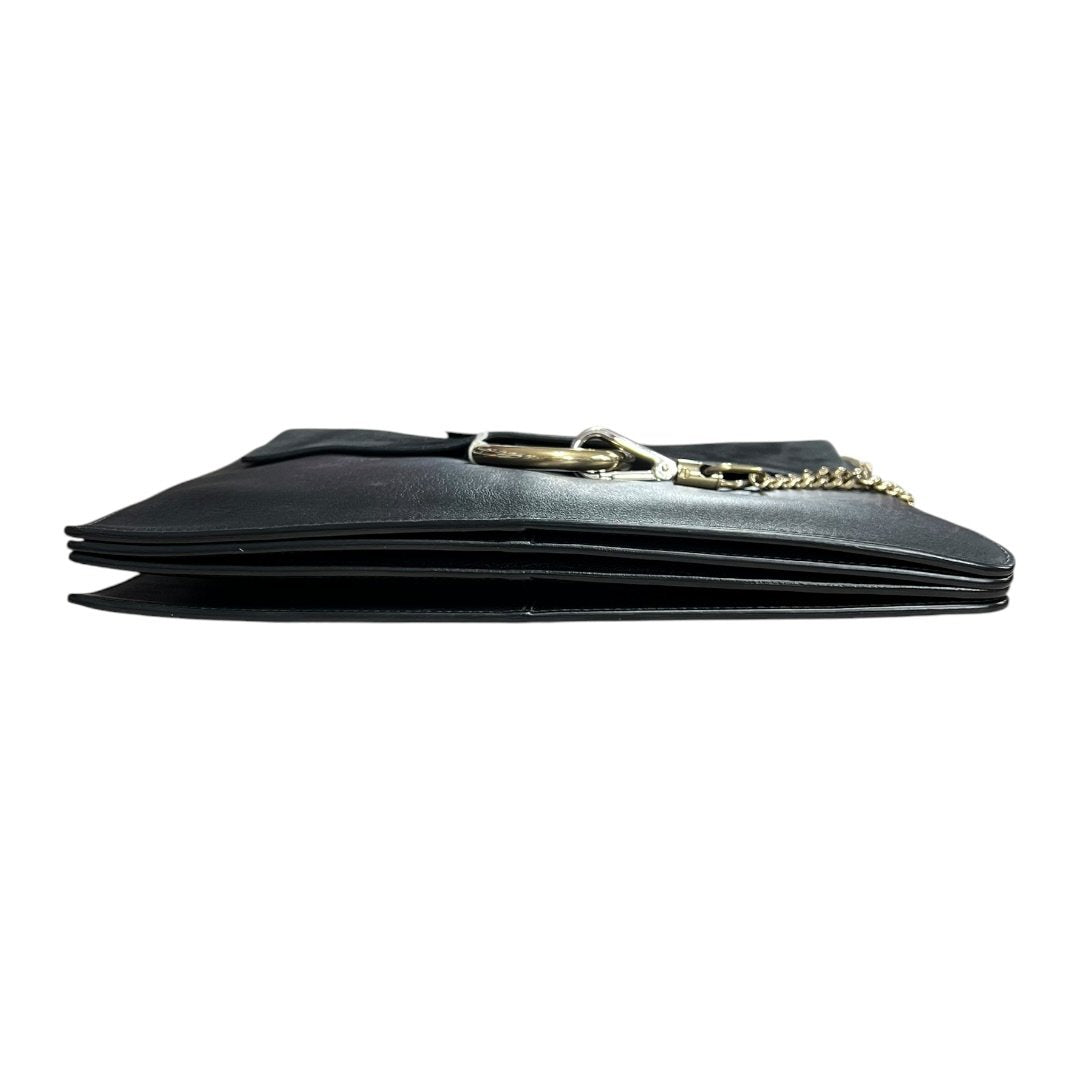CHLOÉ Leather & Suede Faye Shoulder Bag Black Gold Hardware ch2225