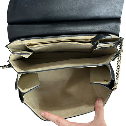 CHLOÉ Leather & Suede Faye Shoulder Bag Black Gold Hardware ch2225