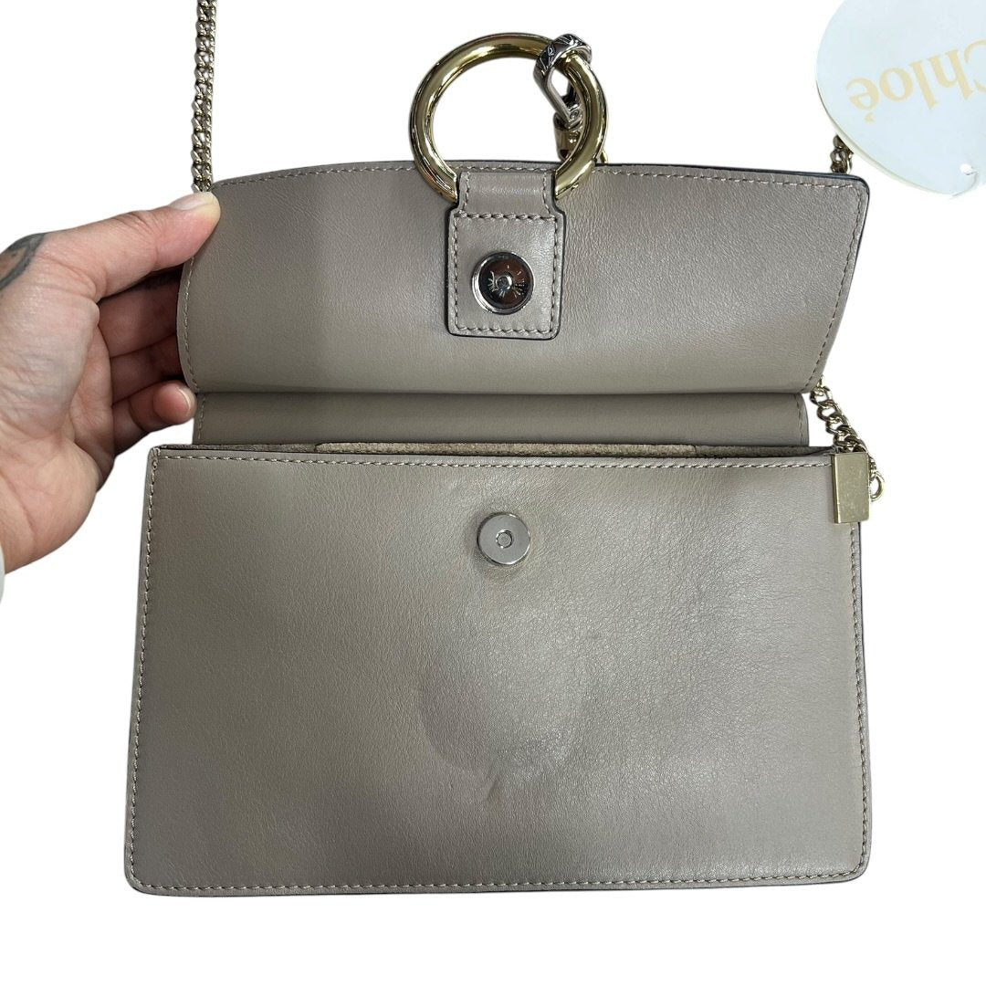 CHLOÉ Leather and Suede Faye Shoulder Bag Shoulder Bag Grey Gold Hardware ch2226