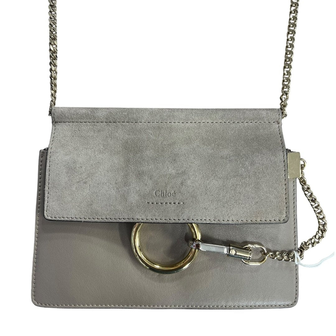 CHLOÉ Leather and Suede Faye Shoulder Bag Shoulder Bag Grey Gold Hardware ch2226