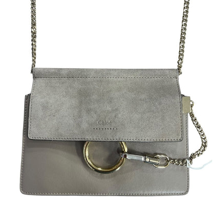 CHLOÉ Leather and Suede Faye Shoulder Bag Shoulder Bag Grey Gold Hardware ch2226