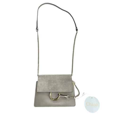CHLOÉ Leather and Suede Faye Shoulder Bag Shoulder Bag Grey Gold Hardware ch2226