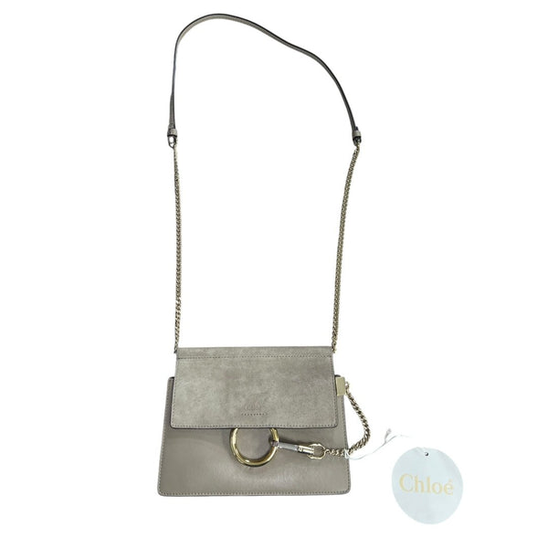 CHLOE Leather and Suede Faye Shoulder Bag Shoulder Bag Grey Gold Hardware ch2226