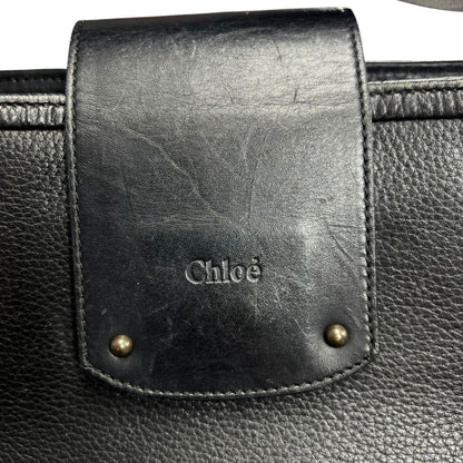 CHLOÉ Grained Leather Shoulder Bag Black Gold Hardware ch2229