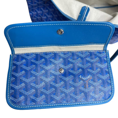 GOYARD Goyardine Canvas Saint Louis GM Tote Blue Silver Hardware GO34