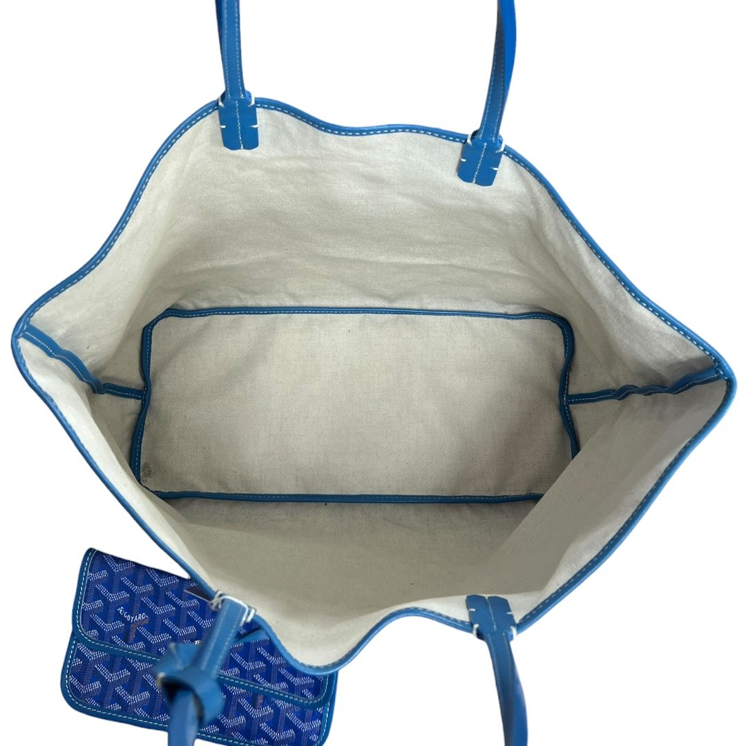 GOYARD Goyardine Canvas Saint Louis GM Tote Blue Silver Hardware GO34