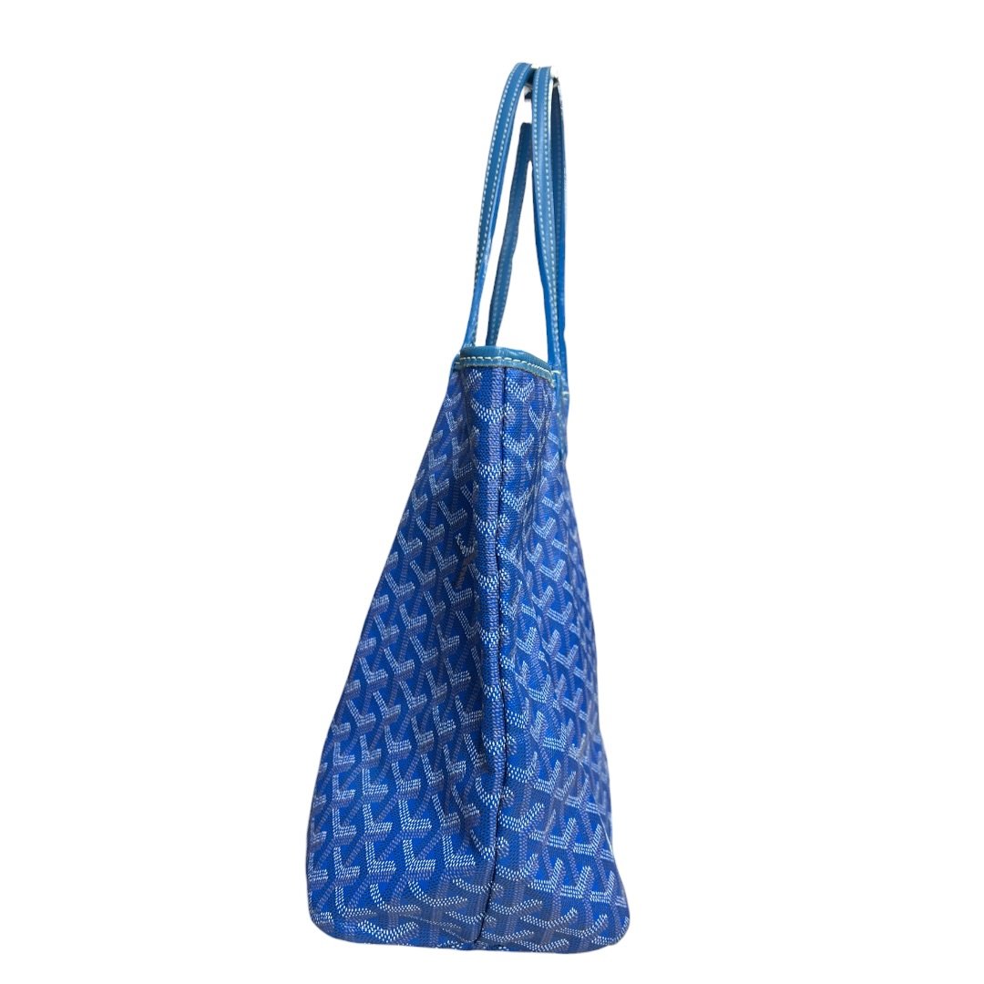 GOYARD Goyardine Canvas Saint Louis GM Tote Blue Silver Hardware GO34