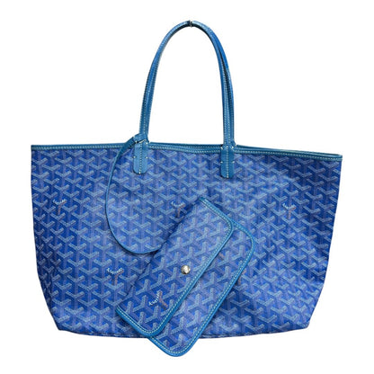 GOYARD Goyardine Canvas Saint Louis GM Tote Blue Silver Hardware GO34