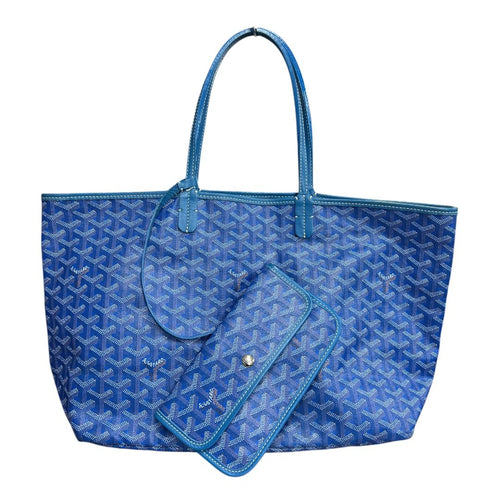 GOYARD Goyardine Canvas Saint Louis GM Tote Blue Silver Hardware GO34