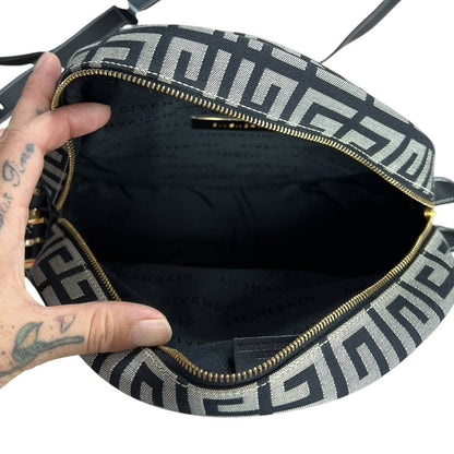 GIVENCHY 4G Monogram, Leather 4G Monogram Round Crossbody Bag Crossbody Bag Black, Grey Gold Hardware GI44