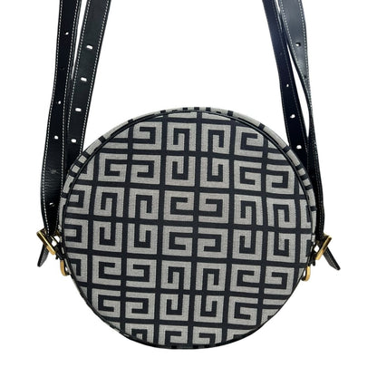 GIVENCHY 4G Monogram, Leather 4G Monogram Round Crossbody Bag Crossbody Bag Black, Grey Gold Hardware GI44