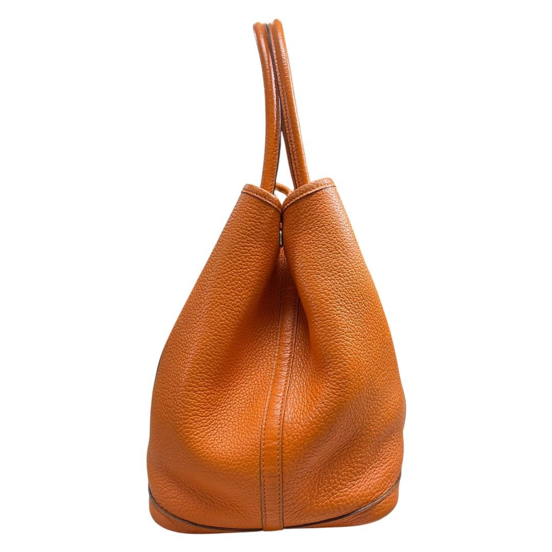 HERMES Clemence Garden Party 36 Tote Orange Silver Hardware HE484
