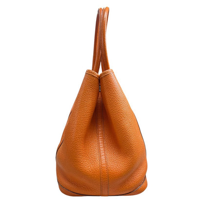 HERMES Clemence Garden Party 36 Tote Orange Silver Hardware HE484