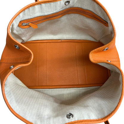 HERMES Clemence Garden Party 36 Tote Orange Silver Hardware HE484