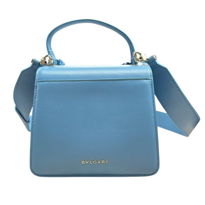 BVLGARI Calfskin Serpenti Forever Top Handle Bag Shoulder Bag Sky Blue Gold-tone Hardware BV65