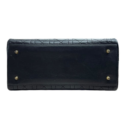 DIOR Lambskin Lady Dior Handbag Black Gold Hardware Ch2240
