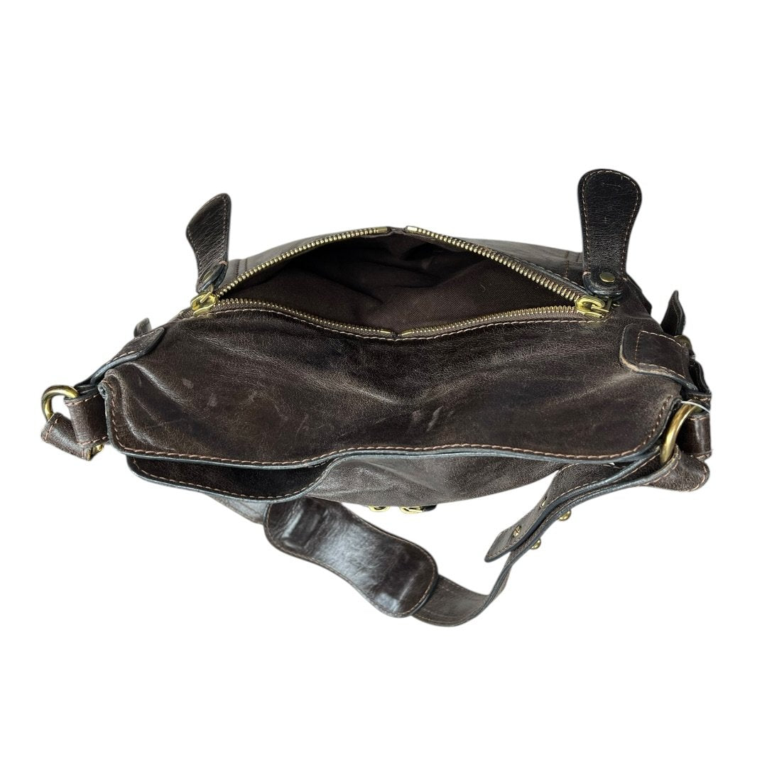 CHLOÉ Leather Bay Bag Shoulder Bag Dark Brown Gold Hardware ch2241
